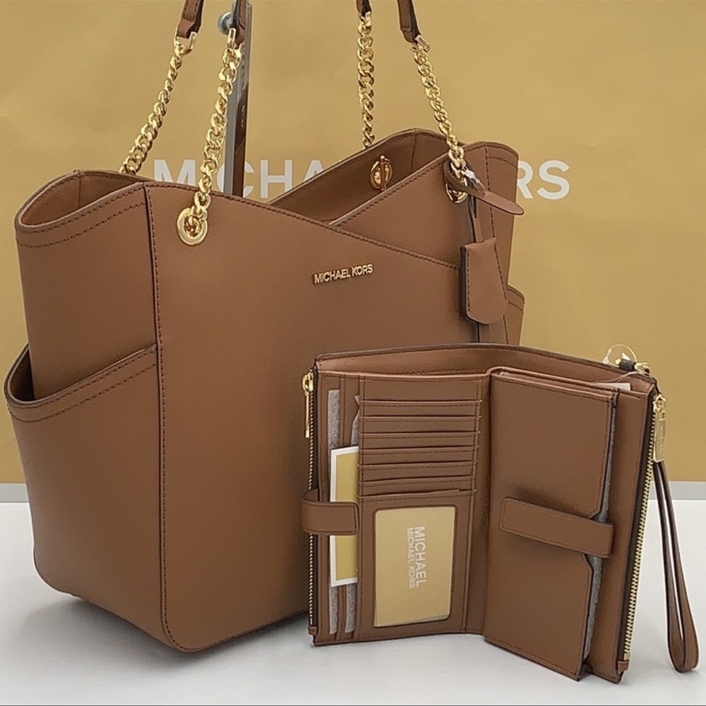 MICHAEL KORS LG XCHAIN SHOULDER TOTE & WALLET-WRISTLET-PHONE CASE SET - Picture 11 of 16